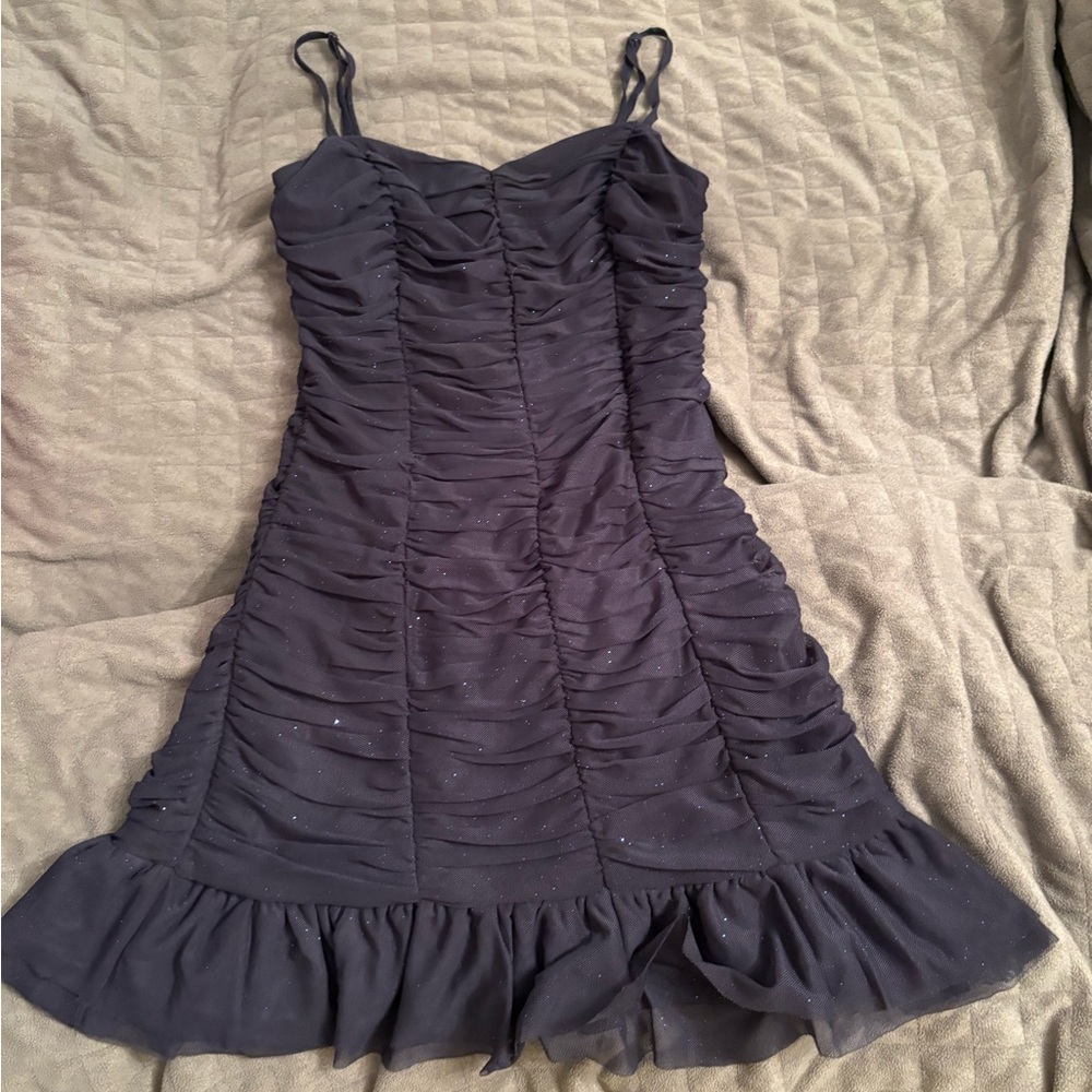 Elegant Navy Ruched Dress